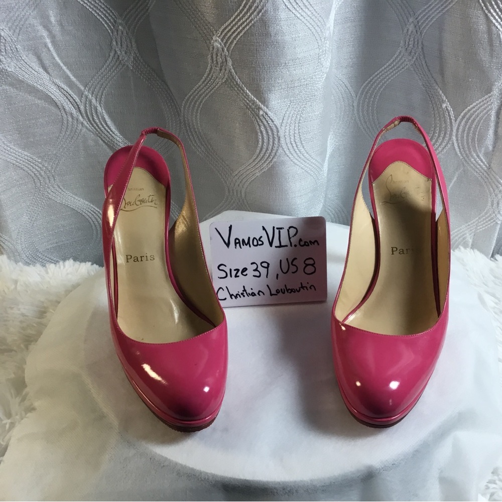 Christian Louboutin Glossy Hot Pink Patent Slingback Pumps
